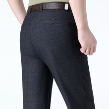 正品牌夏季薄款男士西裤爸爸装直筒宽松男裤中年垂料免烫休闲裤男