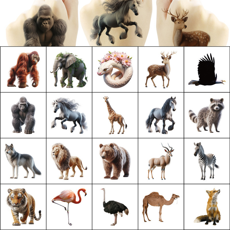 5X5Cm Real Animal World Tattoo Stickers 20 Sheets Cartoon Tattoo Water Transfer Disposable Tattoo Stickers Party 5X5Cm Real Animal World Tattoo Stickers 20 Sheets Cartoon Tattoo Water Transfer Disposable Tattoo Stickers Party