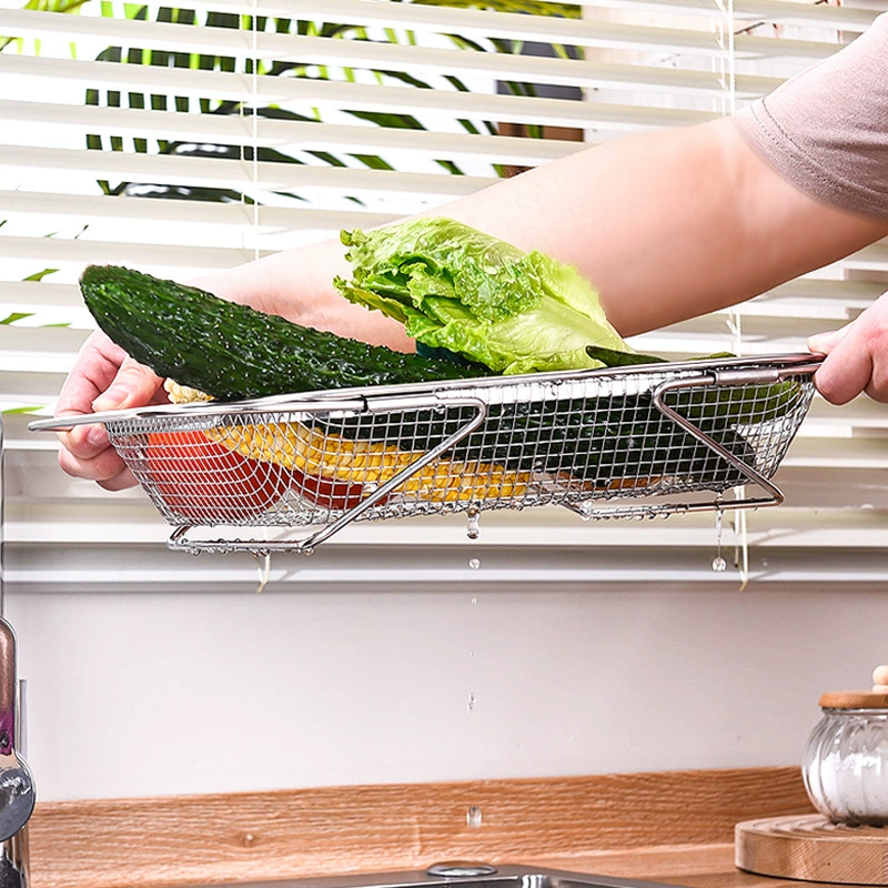 304 stainless steel drain basket sink kitchen storage rack kitchen storage space-saving and no installation telescopic water filter basket