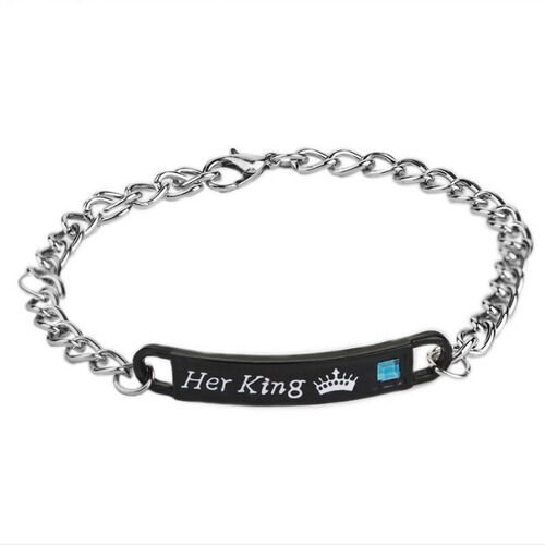 European and American WISH letter diamond crown bracelet His Queen Her King couple bracelet fashion accessories