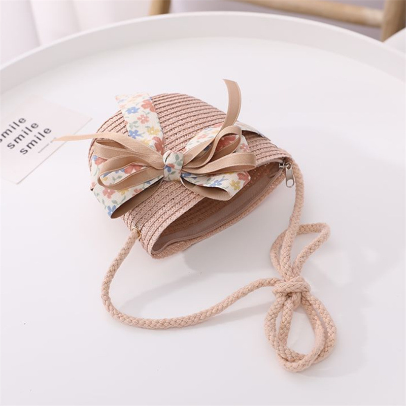 Sweet Style Girl's Sweet Bow Knot Jacquard Straw Hat