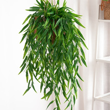 仿真5叉大柳叶壁挂 柳条假垂柳塑料绿植柳叶植物藤条壁挂吊顶装饰