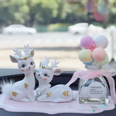 for a Safe Journey, Car ornaments - white-diamond-deer-macron-balloon-bottle-powder-antler-pad-glue-10