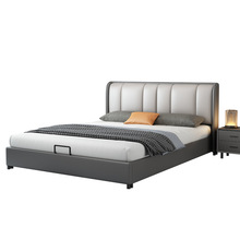 科技布床輕奢現代簡約主卧皮床1.8米雙人床儲物軟靠床1.5米單人床
