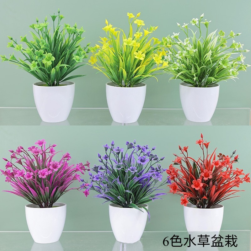 バラの陶器鉢水草鉢植え葉付き小石鉢植え造花植物ホームデコレーション|undefined