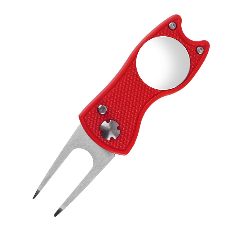 Accesorios de Golf en Existencia, Herramientas para Exteriores, Tenedor Plegable para Green, Acero Inoxidable, Mango de Plástico ABS, Tenedor para Reparación de Césped