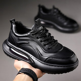 Весенний высокий универсальный кушон на платформе, мужская спортивная повседневная обувь для отдыха, тренд сезона, из натуральной кожи