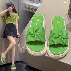 厚底拖鞋女夏季外穿2024新款防滑仙女風家用室內松糕沙灘涼拖ins