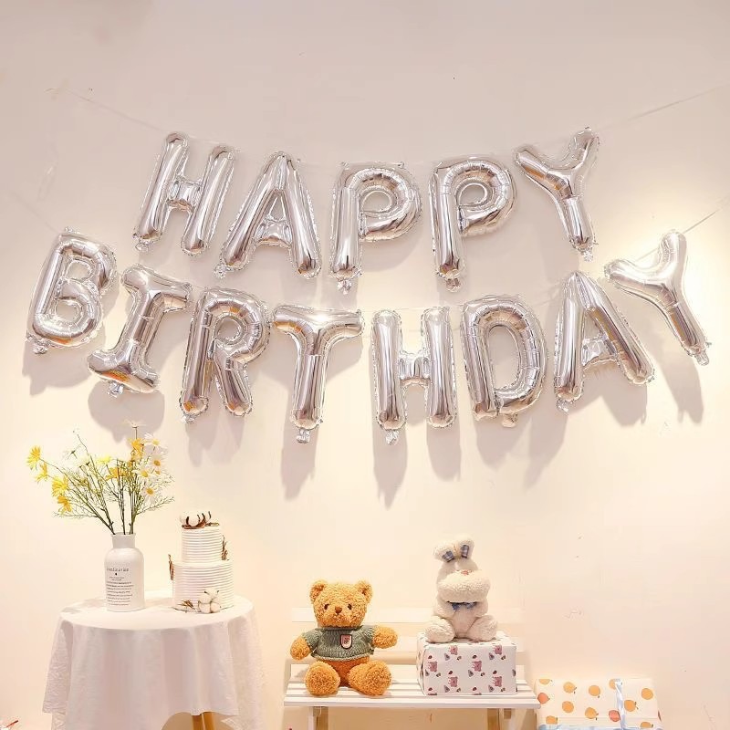Ins Style 16inch Happy Birthday Letter Balloons Holiday Party Decoration Happybirthday Aluminum Foil Balloons