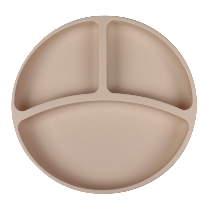 Nuevo producto de Amazon Bandeja de comida de silicona para bebés Bandeja de comida para niños Banquete dividido Tazón de comida para bebés Ventosa integrada de grado alimenticio