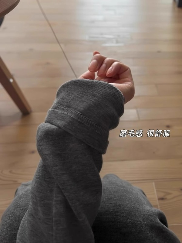 韩系圆领正肩长袖t恤女秋季德绒磨毛加厚内搭打底衫修身收腰上衣|undefined