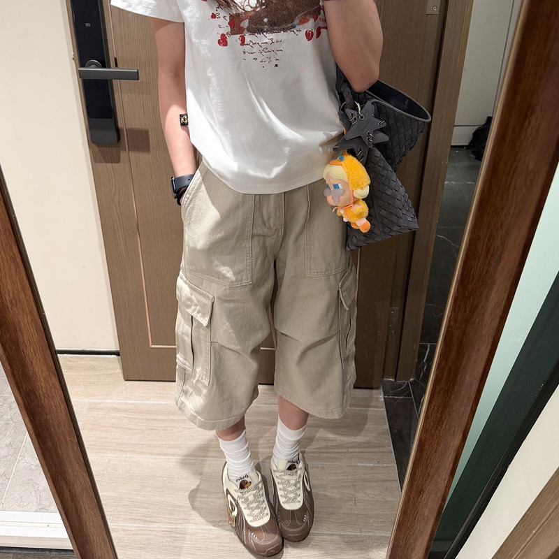 Workwear-Style Women's Denim Shorts, Summer 2026 New High-Waisted Wide-Leg Slimming Versatile Straight Mid-Length Shorts