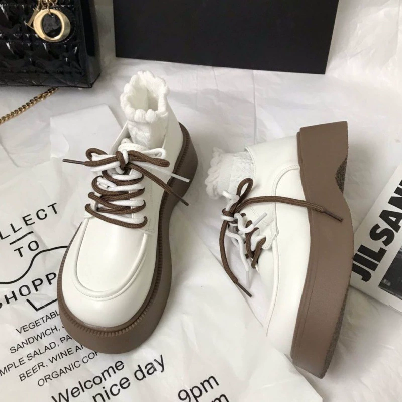 Маленькие кожаные туфли в британском стиле, женские весенние 2022, новые универсальные туфли Мэри Джейн на толстой подошве и платформе со шнуровкой и круглым носком в японском стиле