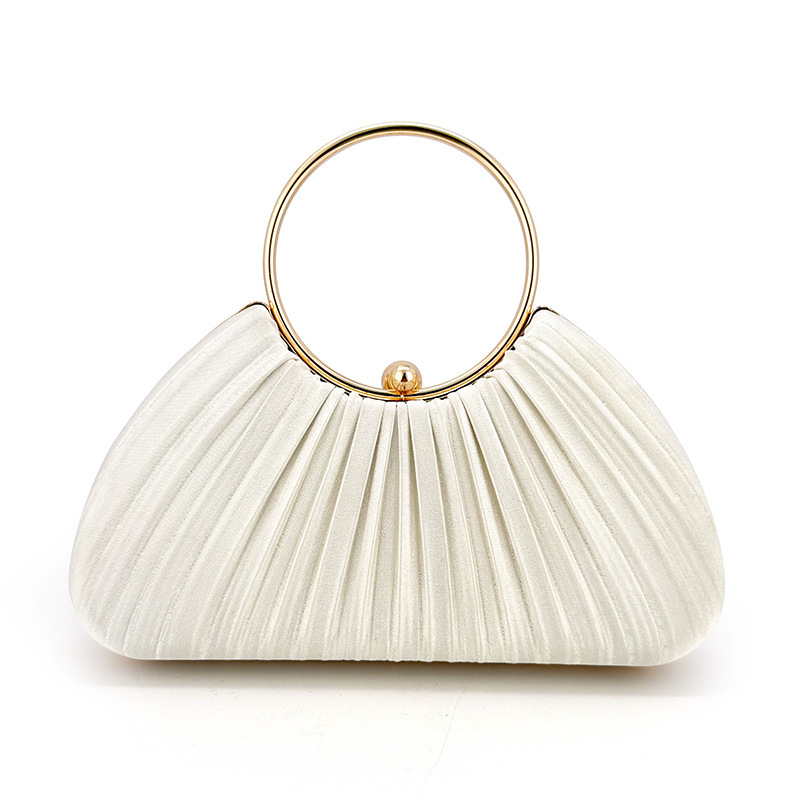 2025 New Arrival Cross-Border Hot Sale Circular Pleated Evening Bag Women's Banquet Party Dress Qipao Chain Small Handbag - Thumbnail 6