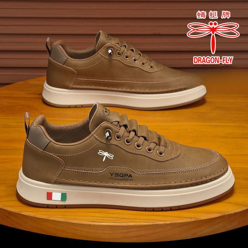 蜻蜓牌正品男鞋2025新款皮鞋男士透气鞋子软底防滑休闲潮流板鞋子