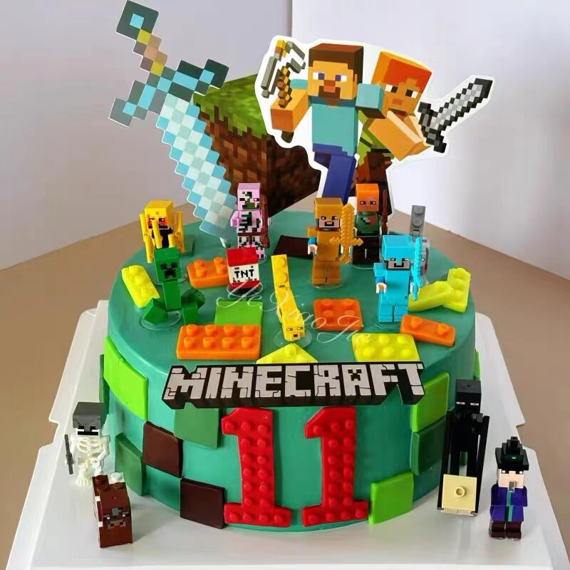 My World Building Blocks Doll Cake Decorative Ornaments Steve Card Children's Birthday Dessert Desk Dress Plug-in My World Building Blocks Doll Cake Decorative Ornaments Steve Card Children's Birthday Dessert Desk Dress Plug-in
