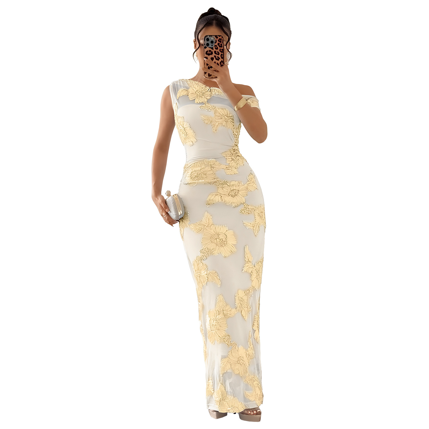 C7670 Aliexpress transfronterizo Amazon Europa y América de moda moda de mujer elegante malza vestido de hombro inclinado image 10