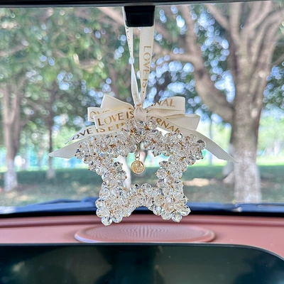 New car pendant Crystal five-pointed star Car Rearview mirror decoration car pendant creative decoration car pendant (Car hanging) - five-pointed-star-bead-pendant-white