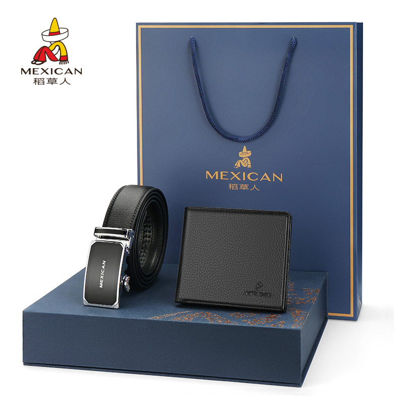 Straw with Wallet Set Men's Thin Short Wallet Dad Men's Fashion Brand Gift Bag Gift Box Straw with Wallet Set Men's Thin Short Wallet Dad Men's Fashion Brand Gift Bag Gift Box