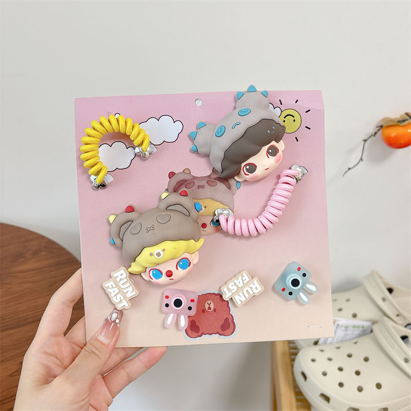 풍선 + 파란 머리 소녀 [여섯 가지 작은 액세서리] 노란색 핑크 벨트