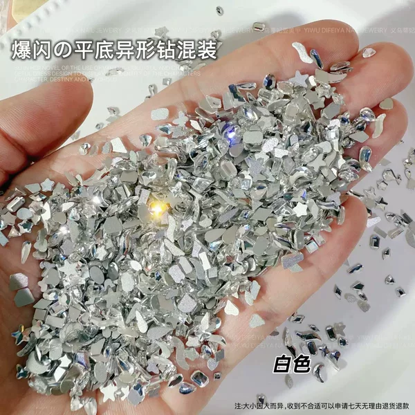 Flat-Bottomed Special-Shaped Diamond Nail Art Jewelry Mini Small Flat-Bottomed Diamond White Mixed Jewelry K9 Diamond Nail Art Diamond Wholesale