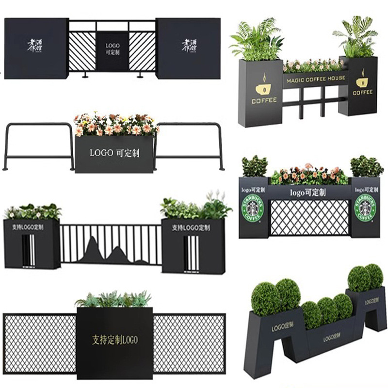 Outdoor Stainless Steel Flower Box Partition Flower Trough Sales Office Flower Pot Restaurant Shopping Mall Flower Bed Leisure Stool Large Flower Bucket