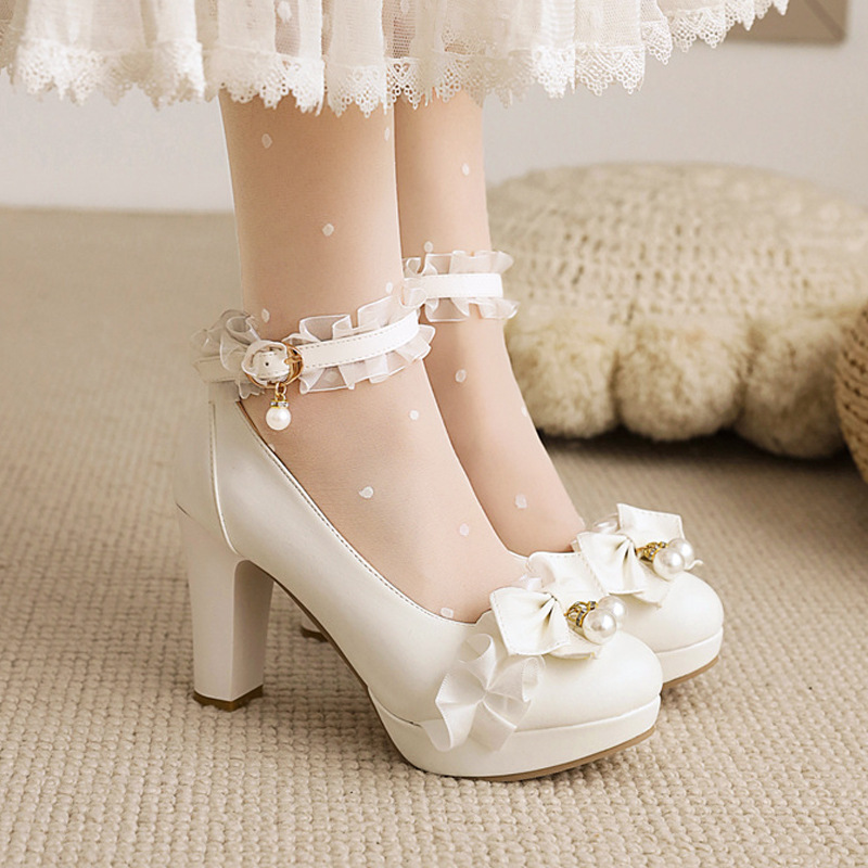 2023春秋新款洛丽塔甜美jk优雅少女高跟时装单鞋淑女鞋粗跟配裙子