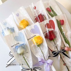 鮮花單支袋OPP花袋愛心直筒袋花束玫瑰花透明袋鮮花材料批發