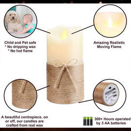 现货遥控led摇摆灯芯手工绑麻绳线电子蜡烛灯仿真假蜡烛婚庆装饰