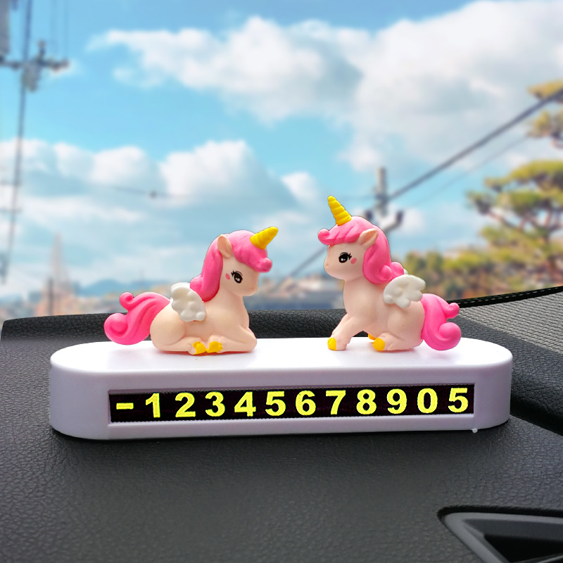 Placas de estacionamiento temporales de automóviles encantadoras placas de automóviles creativas de dibujos animados unicornio placa de matrícula de automóviles suministros automotrices