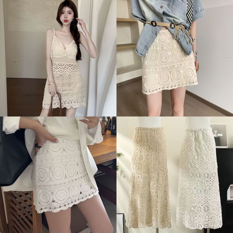 Crochet Hollow-Out A-Line Flared Skirt High-Waisted Bodycon Short Skirt Versatile Knit Skirt for Women 2026 Summer Student Vacation Skirt Crochet Hollow-Out A-Line Flared Skirt High-Waisted Bodycon Short Skirt Versatile Knit Skirt for Women 2026 Summer Student Vacation Skirt