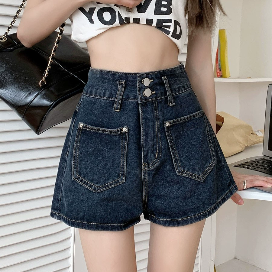 Джинсовые шорты больших размеров в стиле ретро для женщин, летние тонкие, толстые мм, с высокой талией, для похудения, свободные прямые широкие брюки трапециевидной формы