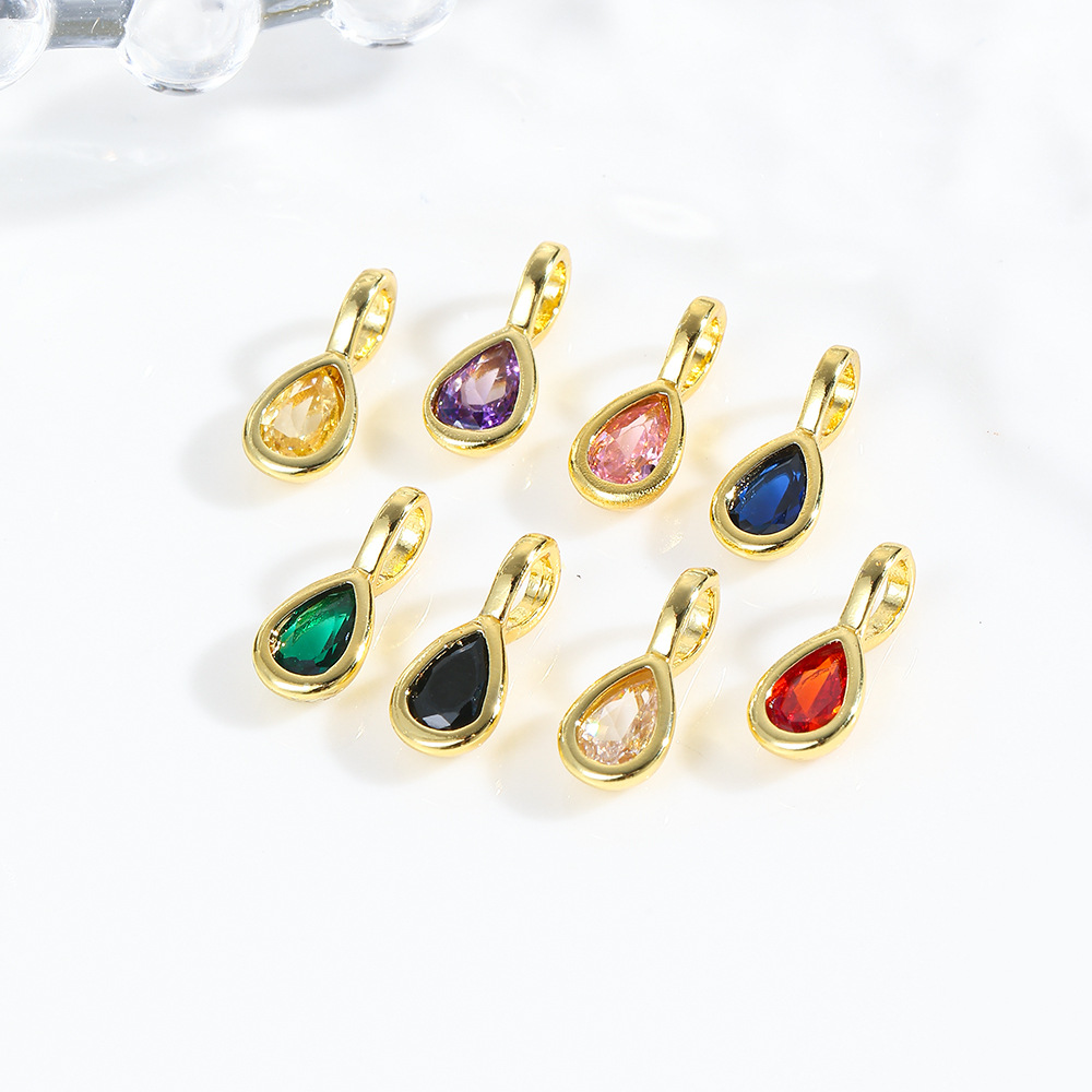小巧可爱铜镀18k镶彩锆水滴吊坠饰品DIY百搭时尚手链项链挂件配件