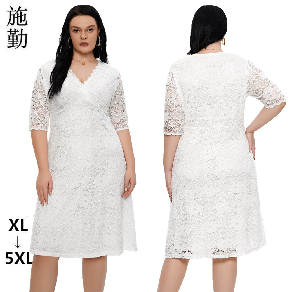 Новые вечерние платья больших размеров для женщин из Европы и Америки, кружевные платья оптом для женщин с пышными формами, одежда для женщин больших размеров Amazon.