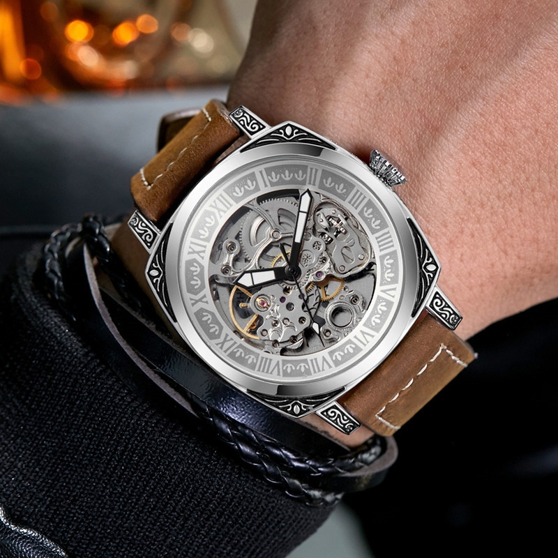 Reloj mecánico automático SHENHUA reloj de hombre hueco reloj de hombre impermeable moda negocios casual cinturón reloj