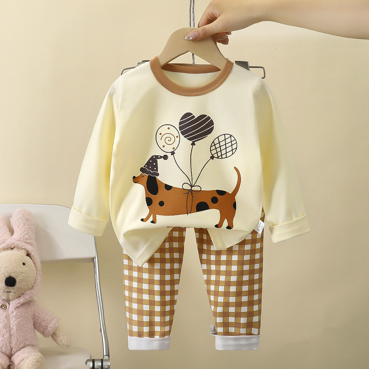 Conjunto de ropa interior infantil para bebé, otoño, nueva ropa de casa para niños, ropa para niñas, pijamas de lycra y algodón, ropa infantil al por mayor