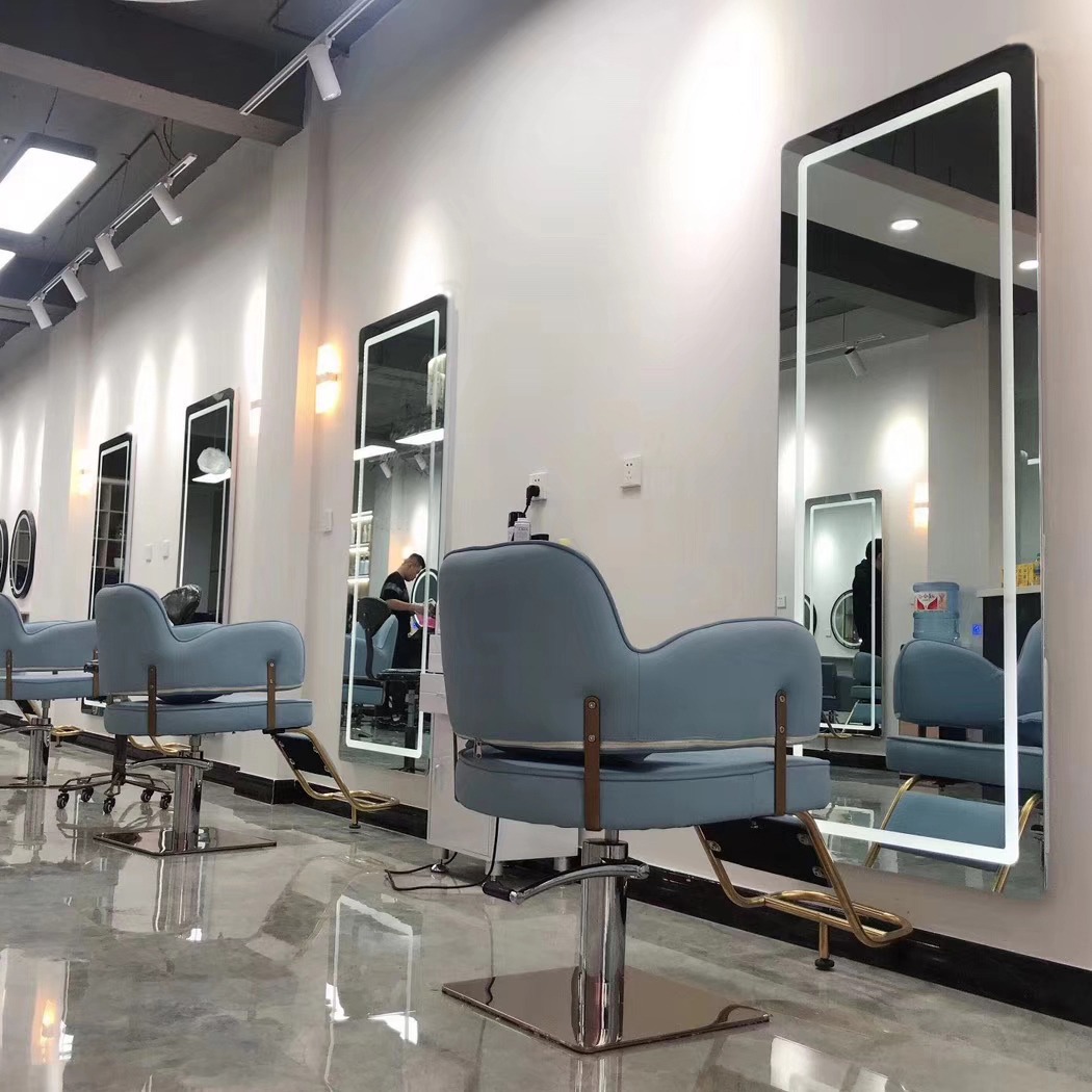 Espejo de Barbería, Soporte para Espejo de Salón de Belleza, Espejo Moderno para Tintes y Permanentes, Espejo de Pie de Cuerpo Entero para Peluquería, Estable.