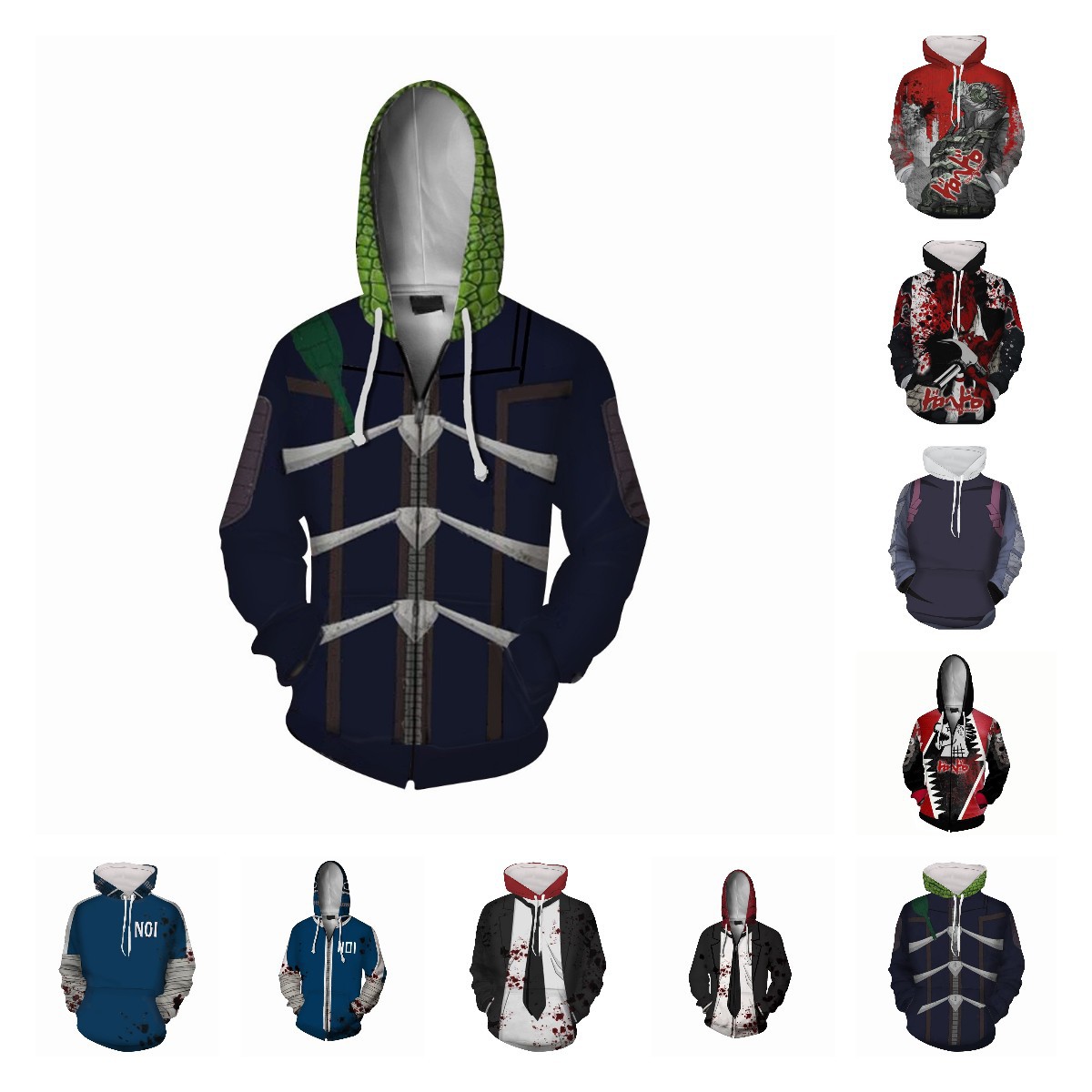 新款上新 万圣节异兽魔都系列3D数码印花连帽运动卫衣动漫cosplay