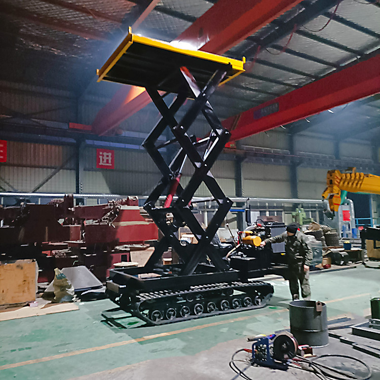 挖机履带底盘行走升降平台 链条式高空起重装卸机 可遥控行走升降
