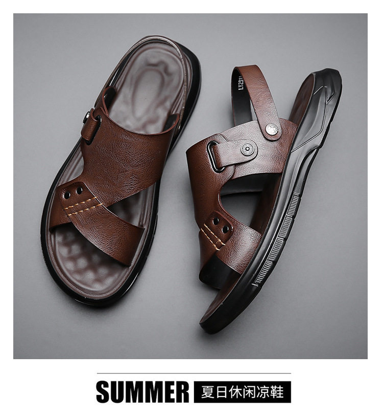 Dép sandal nam đi biển thoáng khí đế mềm chống trượt — Màu nâu, màu xám, màu đen chi tiết 17