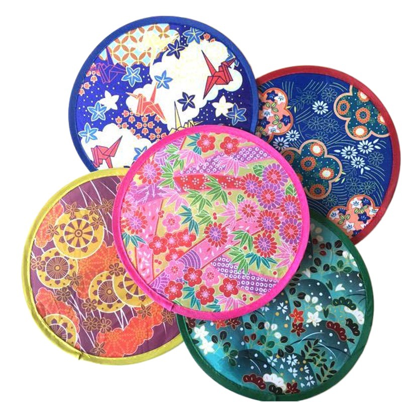 Ventilador redondo Ventilador plegable japonés # Ventilador de frisbee de playa para niños HF-20 Alambre de memoria de rebote lento