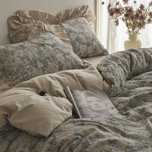 复古风丨双层纱四件套全棉纯棉法式庄园床单被套法式荷叶边床品
