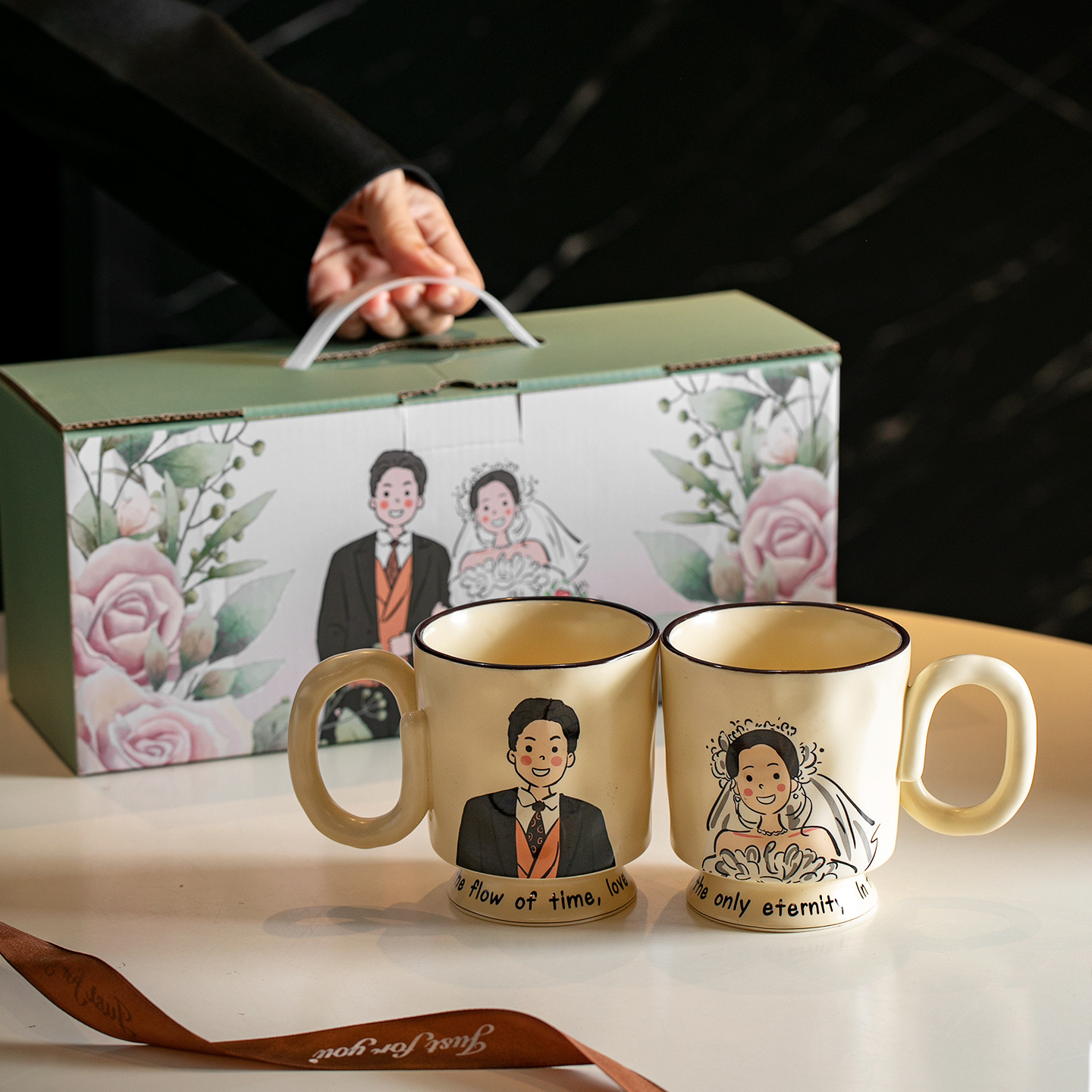 Cute Cup Mug Couple Water Cup Household Ceramic Breakfast Cup Coffee Cup Wedding Engagement Wedding Gift