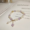 Brand lavender crystal bracelet with amethyst, jewelry from pearl with tassels, Korean style, wholesale