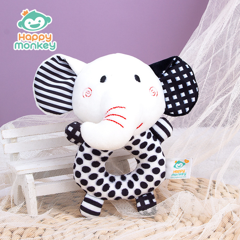 Sonajero de animales Happymonkey, elefante, zorro, sonajero redondo de mano para recién nacidos, juguete de educación temprana para bebés de 0 años