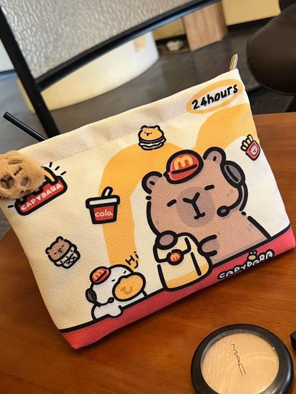 キャンバスバッグ ハンドバッグ カピバラ ジッパー付き 可愛い 日常使い マクドナルド カピバラ ハンドバッグ|undefined