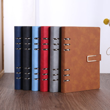 创意A5镂空活页本肤感羊巴皮质A5U型扣B5可拆卸活页本子可加LOGO