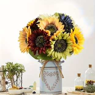 Simulated Sunflower Silk Flower Sunflower Artificial Flower Wedding Home Decoration Sunflower Artificial Flower Wholesale