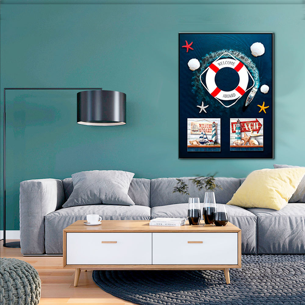 Estilo Mediterráneo colgante pintura tridimensional pintura real moda pintura decorativa sala de estar comedor pasillo colgante pintura dormitorio mural