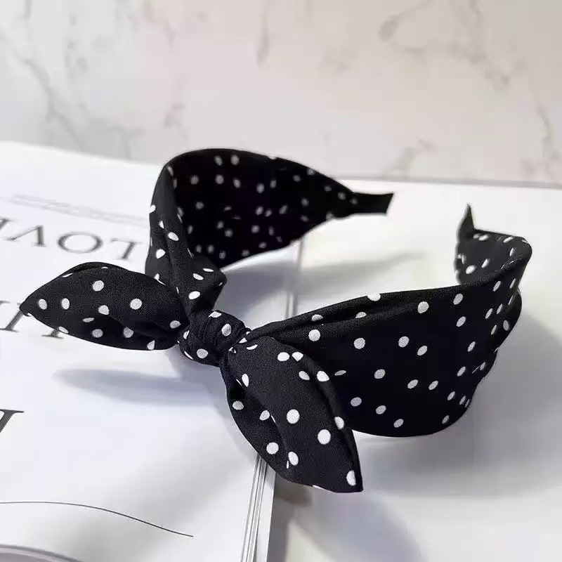 Retro haarband met stippen en strik voor dames brede haarband_voghion.com
